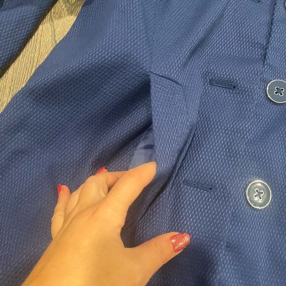 Dialogue Navy Blue Pea Coat Button Front Collared Size XS - Picture 2 of 5